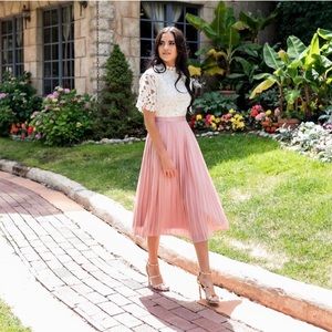 Rachel Parcell Annecy Lace Top Pleated Dress